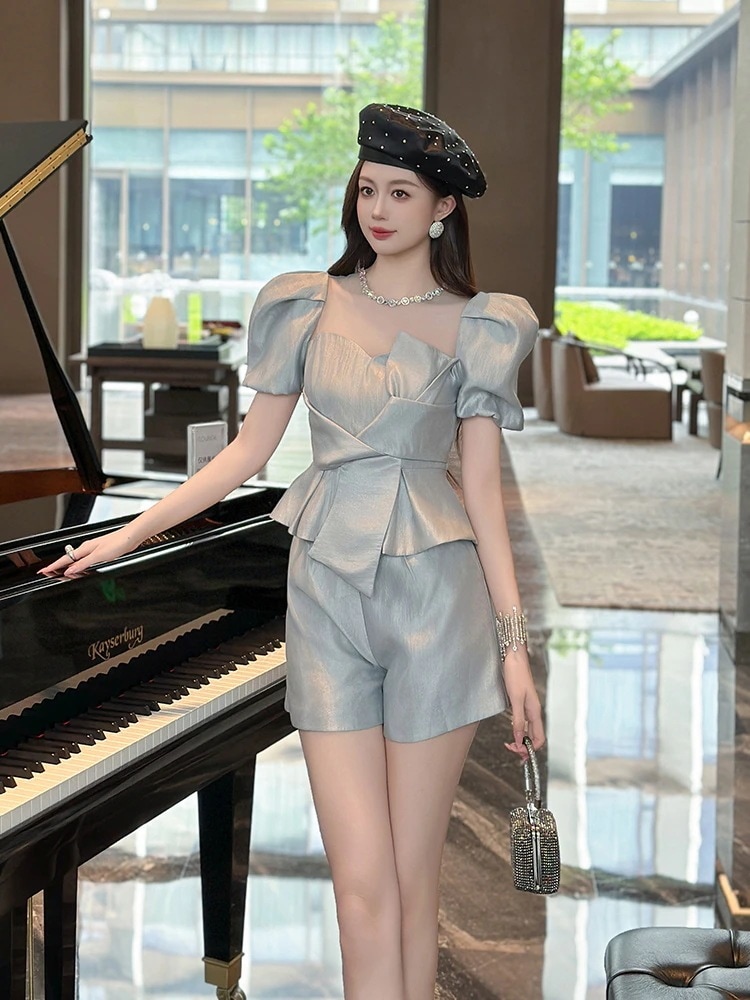 【JY.上品】 2024夏新品 綺麗 ブラウス 蝶結び フリル トップス ショートパンツも店で購入可能30%までに制限