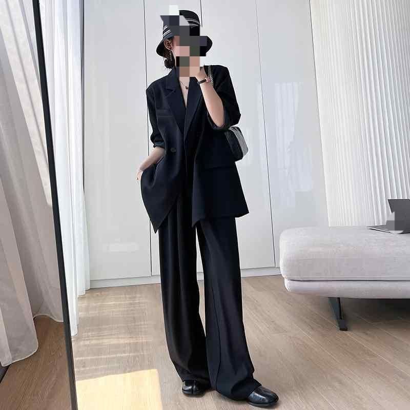再販未定お洒落 スタイル ブラック ツーピース 韓 パンツ カジュアル ワイド 24 ファッション レッグ レディース 秋 上品 キレイ スリム 上下 カワイイ