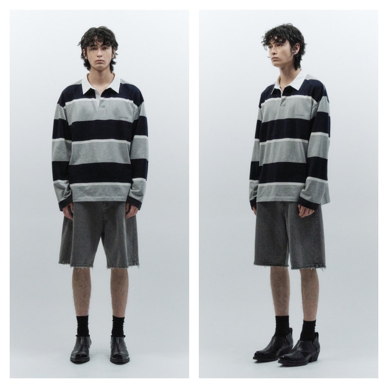 【INSILENCE】 CREASE DENIM HALF PANTS : SAND GREY