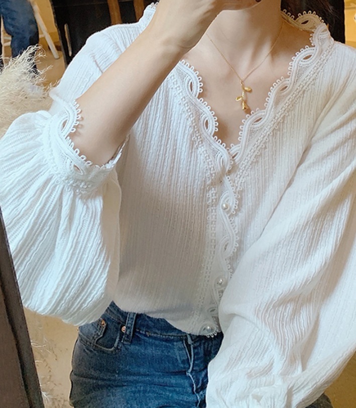 トップス デート シャツ ブラウス レース 刺繍 コットン 可愛い きれいめ 上品 おしゃれ かっこいい 可愛い ラブリー キュート ガーリー クール モード系 セクシー エレガント 存在感 4,570円