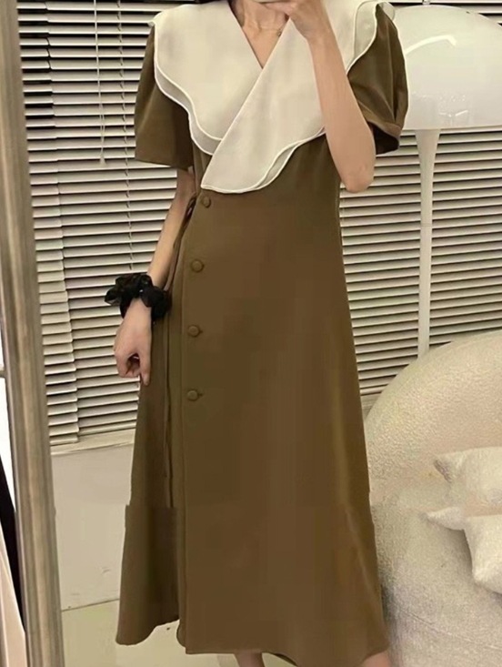 ワンピース モテアイテム シャツワンピース フレアワンピース ミモレ丈 アンクル丈 半袖 襟付き 可愛い きれいめ 上品 おしゃれ かっこいい 可愛い ラブリー キュート ガーリー クール