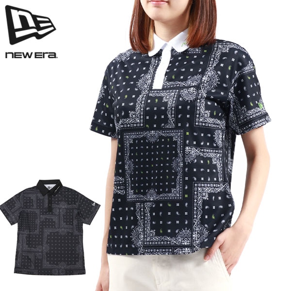 正規取扱店 ゴルフウェア レディース トップス バンダナ柄 吸汗速乾 抗菌 紫外線カット WOMENS 半袖 鹿の子 ポロシャツ Bandana バンダナ All Over