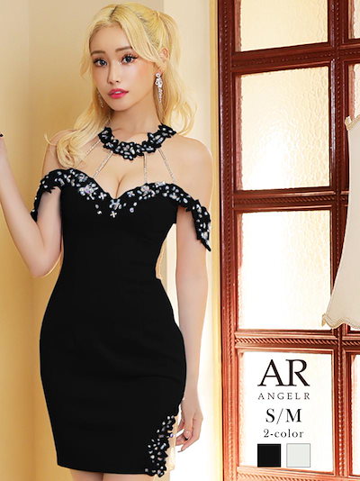 エンジェルアール バックシアー　フラワー刺繍 ホルターネックタイトミニドレス エンジェルアール バックシアー フラワー刺繍 ホルターネック