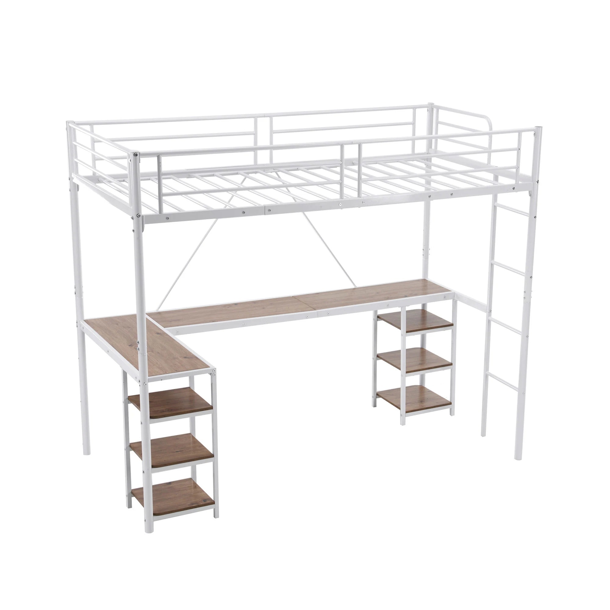 【国内で発送&送·料·無·料】ロフトベッド パイプベッド デスク付き シングル 収納棚 左右入れ替え可能 ハシゴ付き 大人 収納 ロフトベッド 一人暮らし 北欧風 子供ベッド 二段ベッド 子供部屋 耐