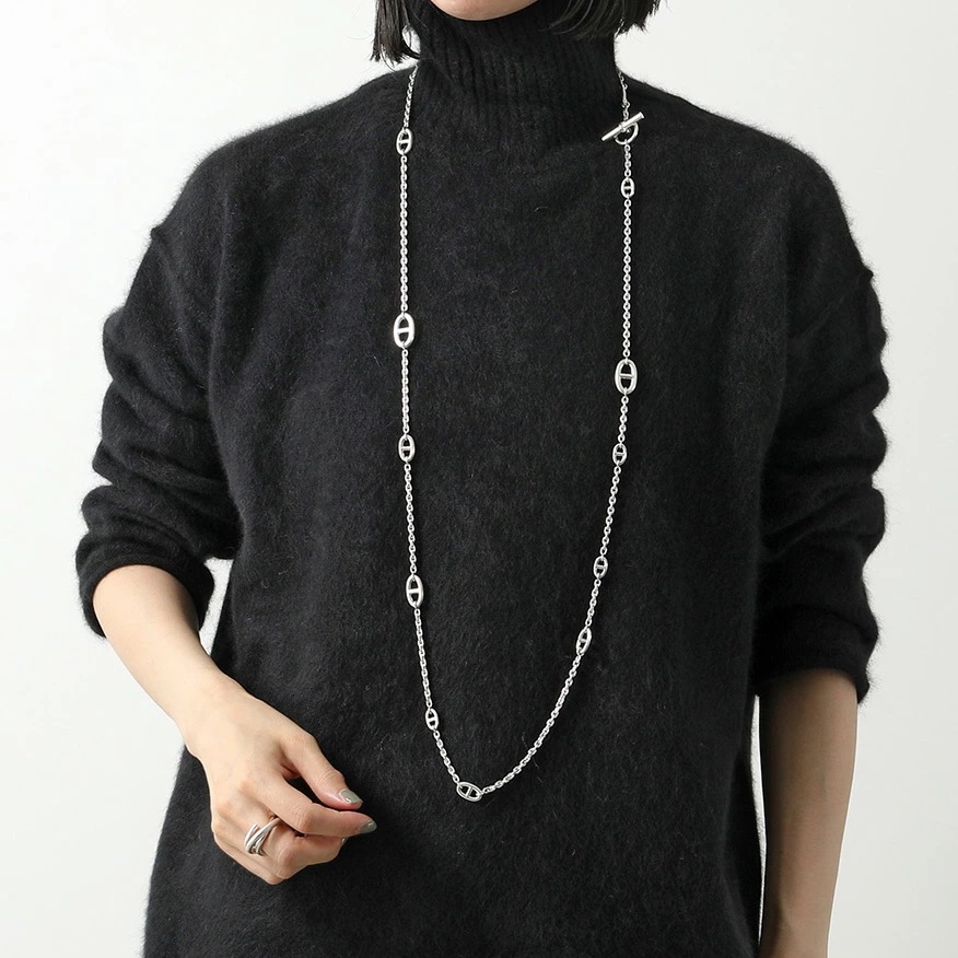HERMES エルメス ロングネックレス ファランドール Farandole Long Necklace 120cm シェーヌダンクル チェーン silver925 ロゴ刻印 SV