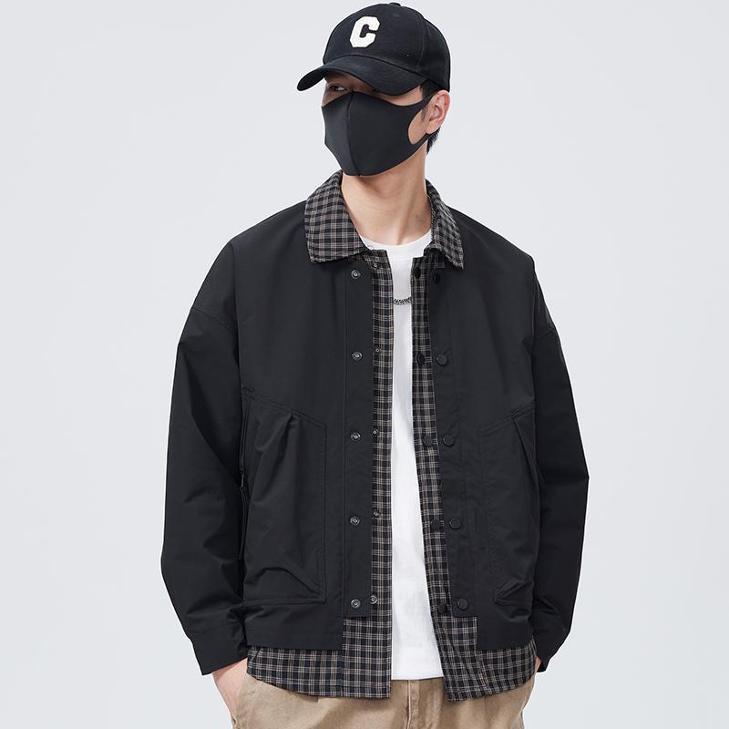 秋冬 コーデ メンズ 服 シンプル ファッション オシャレ 大人 かっこいい 大きいサイズ ストリート 紳士服 フェイク ツーピース ジャケット ワークシャツ トップス 8,232円