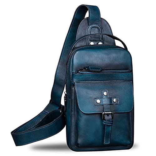 Genuine Leather Sling Bag Chest Shoulder Fanny Bag Hiking Backpack Vintage Handmade Crossbody Daypac