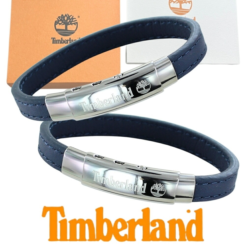 正規品 ティンバーランド ペアブレスレット ブレスレット お揃い ペアセット シンプル ユニセックス メンズ レディース ダークブルー シルバー金具 おしゃれ ブランドアクセサリー Timberlan