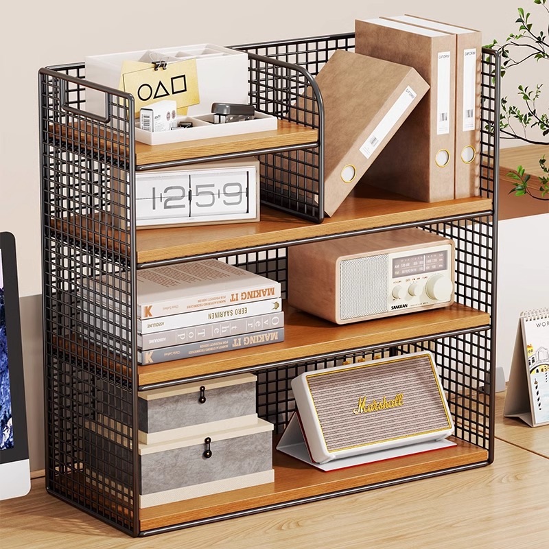 オフィスデスクストレージラック家庭用デスクトップマルチレイヤーオフィスサプライドキュメントブックブックスモールシンプルな大容量ストレージラック