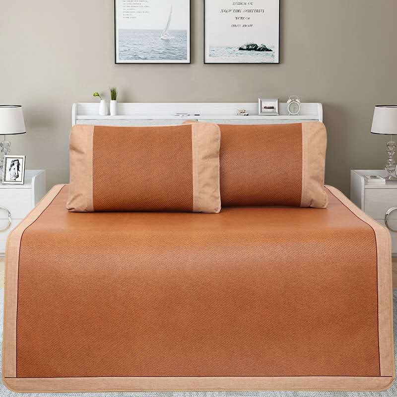 サマーマットラタンマット3ピースセット1.8メートルダブルベッドエアコンマットセット両面折りたたみ式アイスシルクマット1.5