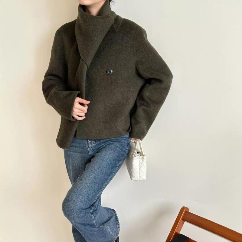 秋服 レディース ファッション オシャレ カワイイ シンプル 大人カワイイ 大きいサイズ ハイエンド ベルベット 羊 ウール コート スカーフ カラー 単品 ブレスト