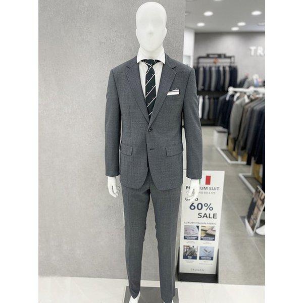 メンズ 夏 ウール混紡 ソリッド グレー カラー ベーシック スーツ セット / 115サイズ ウエスト 40インチ_JK