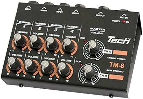 TECH 8ch マイクロミキサー 1.2mケーブル X 2付属 TM-8