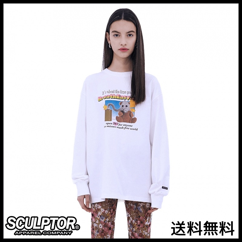 [韓国直配送][SCULPTOR] Teddy Online ad. L/S Tee White