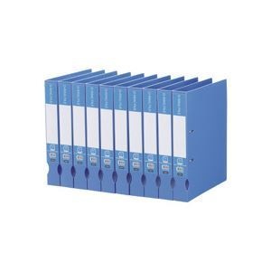 （まとめ） TANOSEE Dリングファイル（再生PP表紙） A4タテ 2穴 300枚収容 背幅43mm ブルー 1セット（10冊） 2セット