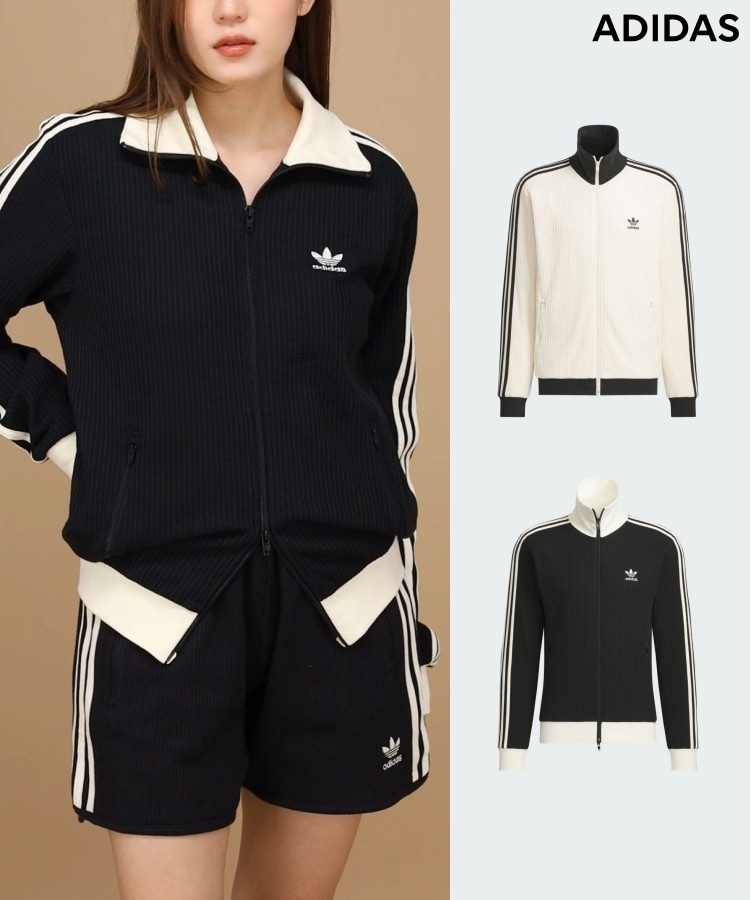 韓国 ファッション通販 adidas Qoo10 ワッフル ミドル ジャケット トラック トップス