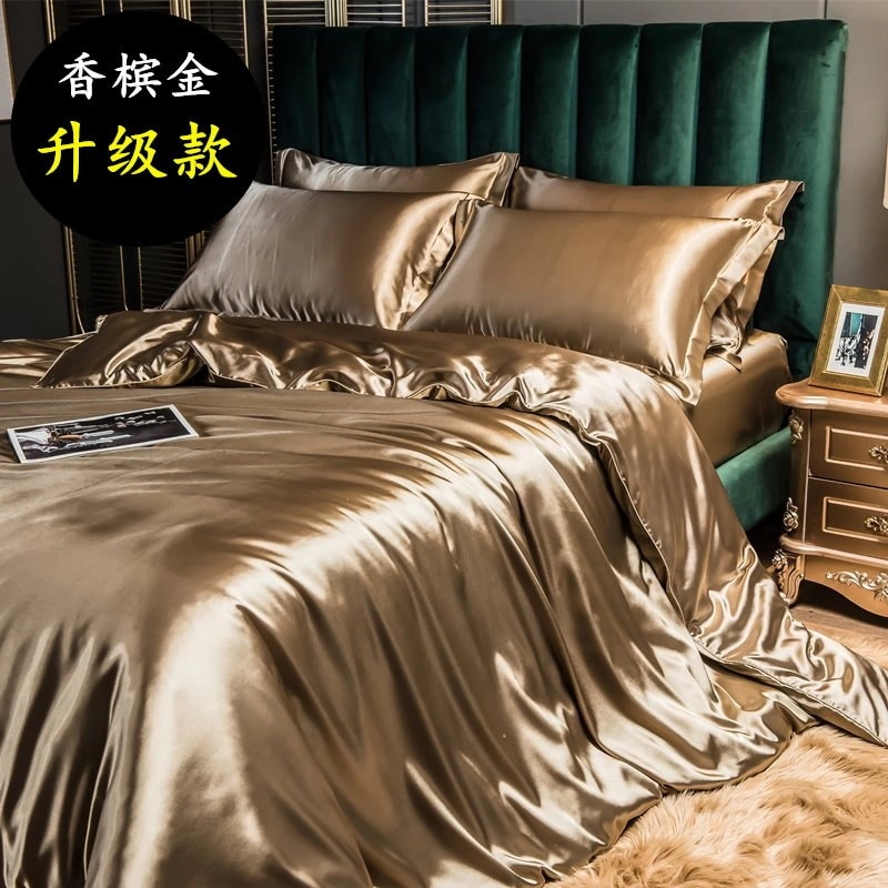 ヨーロッパ式無地両面シルク四点セット絹糸シーツ布団カバー夏の裸寝寝具