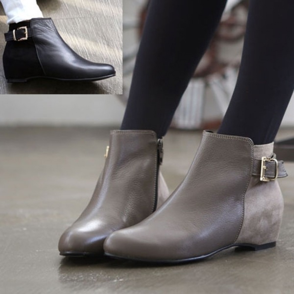 (ニナスパリ) 3.5cm 国内生産_天然皮革ハイヒールブーツブーツ (8J373)