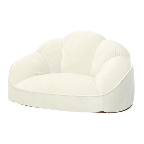 フロアソファー 約幅87cm 1人掛け ベロア アイボリー シェル型 ローソファー リビング ダイニング 子供部屋 プレゼント