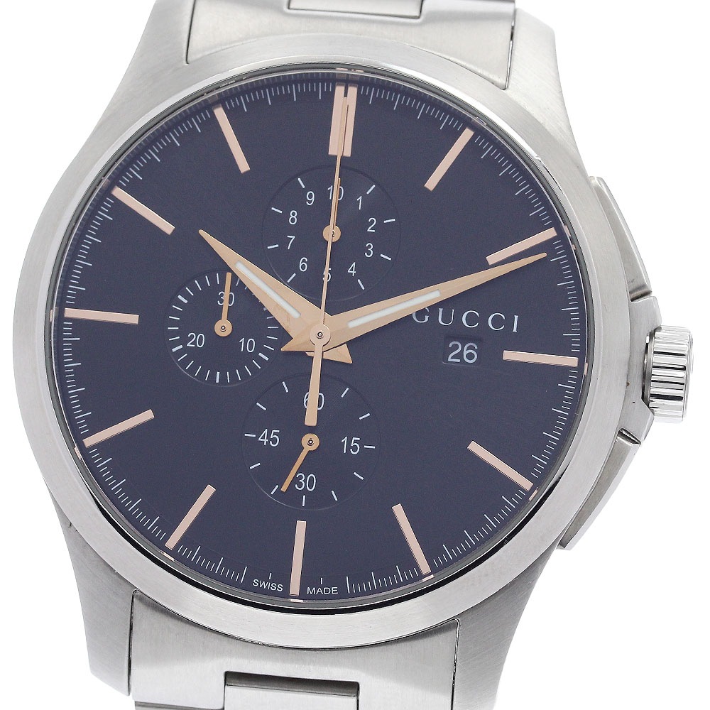 グッチ GUCCI 126.2/YA126272 Gタイムレス クロノグラフ デイト クォーツ メンズ 内箱・保証書付き_948841【中古】