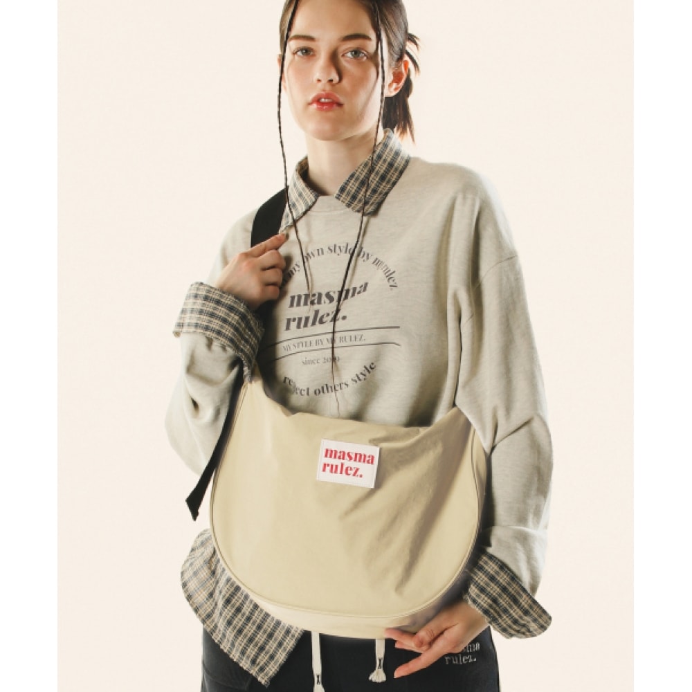 マスマルレスハーフムーンクロスバッグ_ベージュ