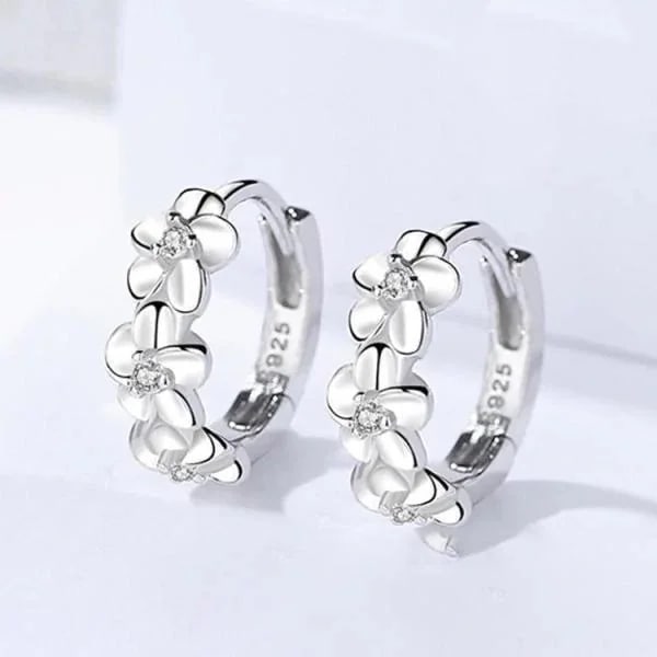 【急速出荷!】ピアス レディース エタニティピアス お花 フラワー リング ダイヤ シルバー プラチナ仕上げ c 人気 女性 妻 彼女 母の日 母の日ギフト 5,854円