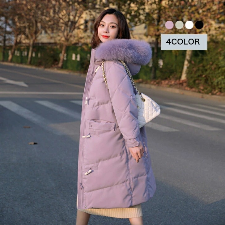 ロングダウンコート 厚手 真冬 レディース ファー フード 付き ゆったり ボリューム スタンドカラー ダウンアウター 通勤 通学 秋冬 軽量 保温 防寒 防風 撥水 あたっか 無地 ダウンコート 大 5,711円