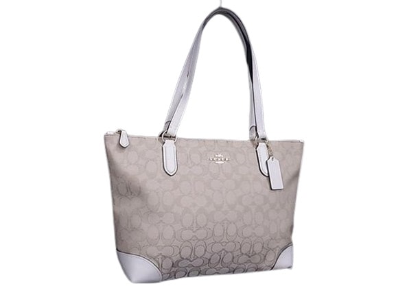 コーチ トートバッグ シグネチャー キャンバス レザー F29958 ゴールド金具 ベージュ ホワイト ハンドバッグ ショルダーバッグ ショッピングバッグ 鞄 ブランド【本物保証】