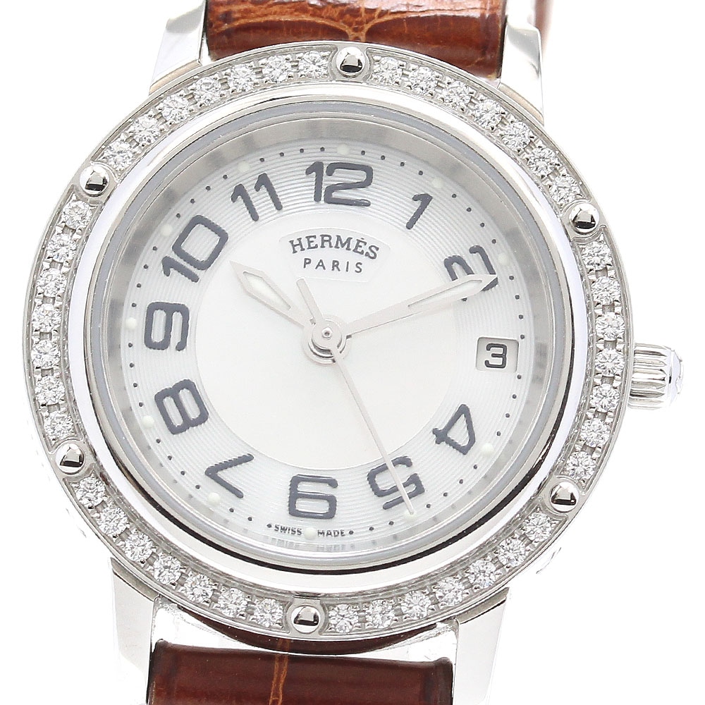 エルメス HERMES CP1.230 クリッパー ダイヤベゼル クォーツ レディース _838185【中古】