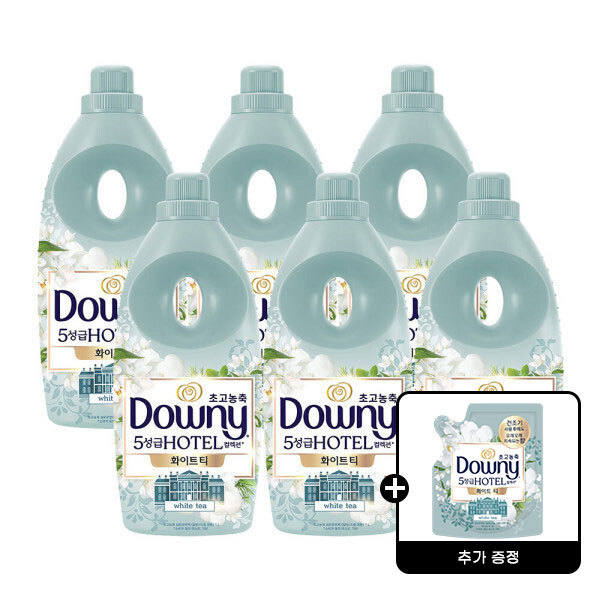 ダウニー ホテルコレクション 柔軟剤 ホワイトティー 1L 6個 + ダウニー ホワイトティー 200mL (贈呈品なくなり次第贈呈終了)