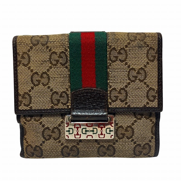 グッチ GGキャンバス 146195 シェリーライン 2つ折り財布 レディース【中古】