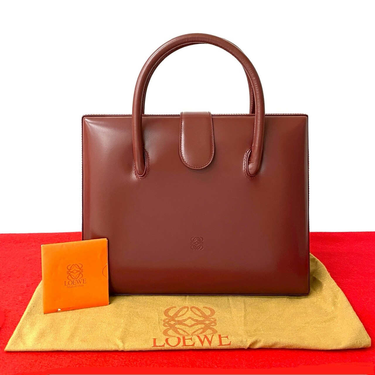 ヴィンテージ アナグラム ロゴハンドバッグ レザー ワインレッド 52-10