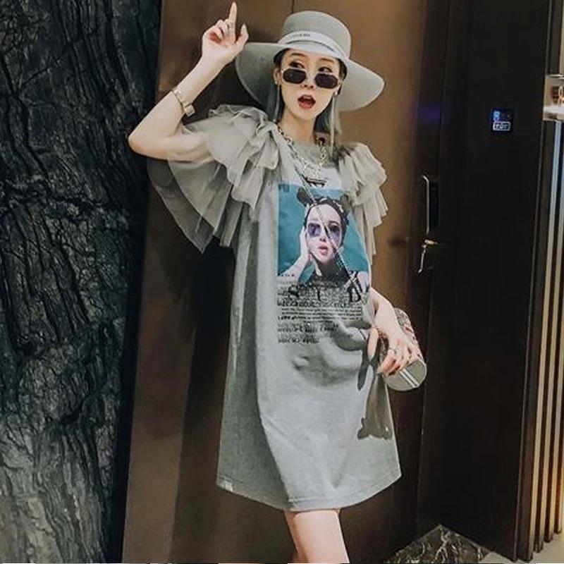 韓ファッション 着痩せ ロングワンピース Ｔシャツワンピ きれいめ ゆったり 体型カバー