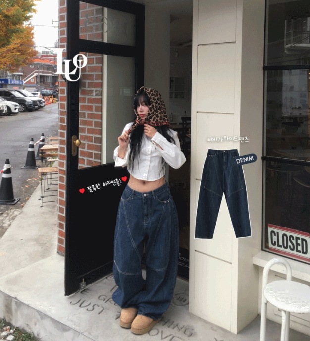 [チンカーペンターpoint] メガ ワイド デニム ロング パンツ