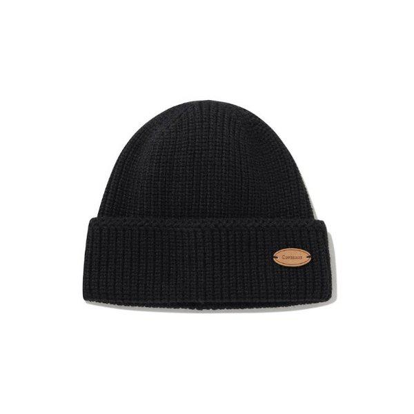 帽子 JQS CO2404CA53-BK アセンティックレザーワッペンアクリルビーニー ブラック