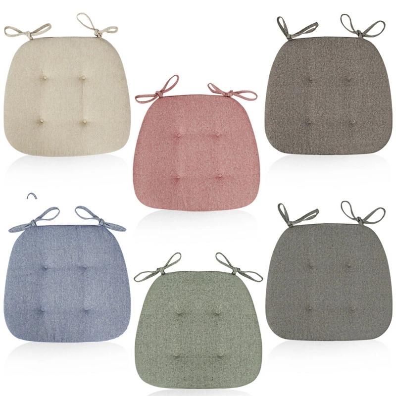 シートクッション バテイ型 ひも付き 【4枚】 いす用 座面 クッション ダイニングチェア クッション 綿麻混カバー 滑り止め 座布団 チェアパッド 椅子用 シートクッション 大きめ 北欧 おしゃれ