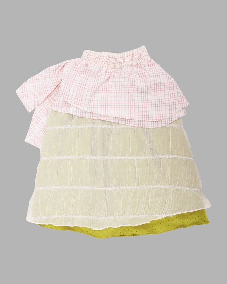 【THE MUSEUM VISITOR】 CHIFFON DOT LAYERED BANDING SKIRT