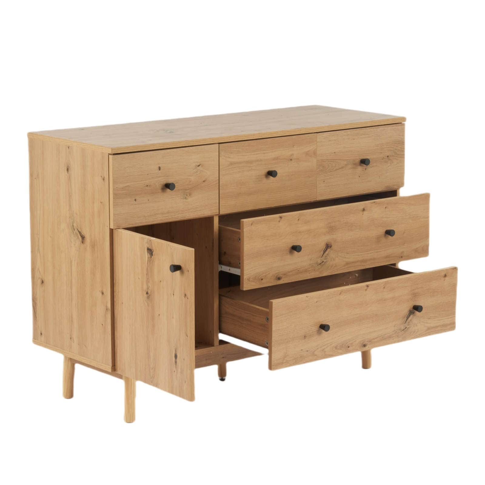 【日本国内出荷-3日で配達】引き出し付き サイドボード キャビネット チェストラタン調 ラタン風 大容量 収納棚 リビング 収納チェスト2段 箪笥 おしゃれ 整理タンス 北欧 木目調 DJYC311