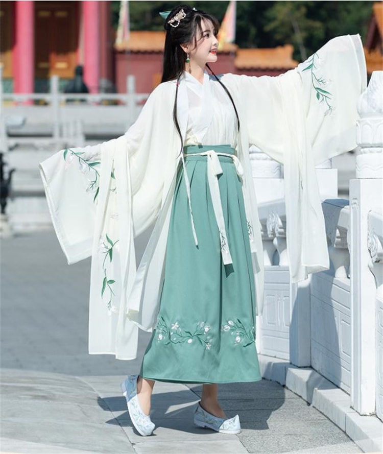 早い者勝ち 中国の要素 漢服 5点セット 快適である 刺繡 大袖シャツ 洗練された