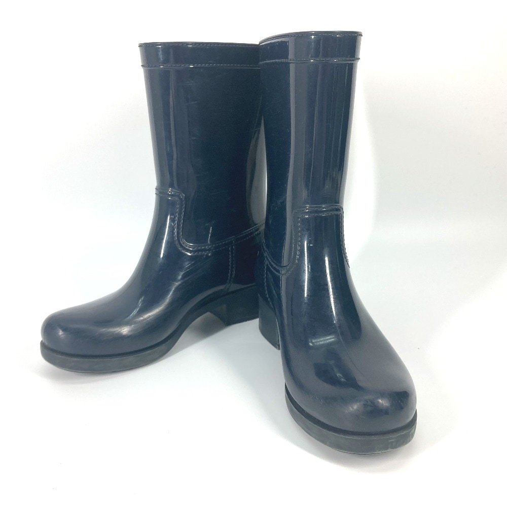 レインシューズ トライアングルロゴ 三角ロゴ プレート 靴 シューズ レインブーツ ラバー ネイビー