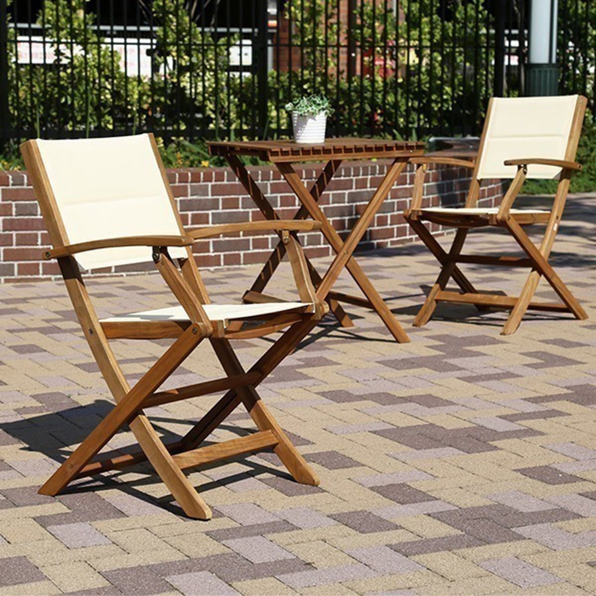 人気の折りたたみガーデンチェア肘付き 2脚セット アカシア材を使用 インテリア 14,344円