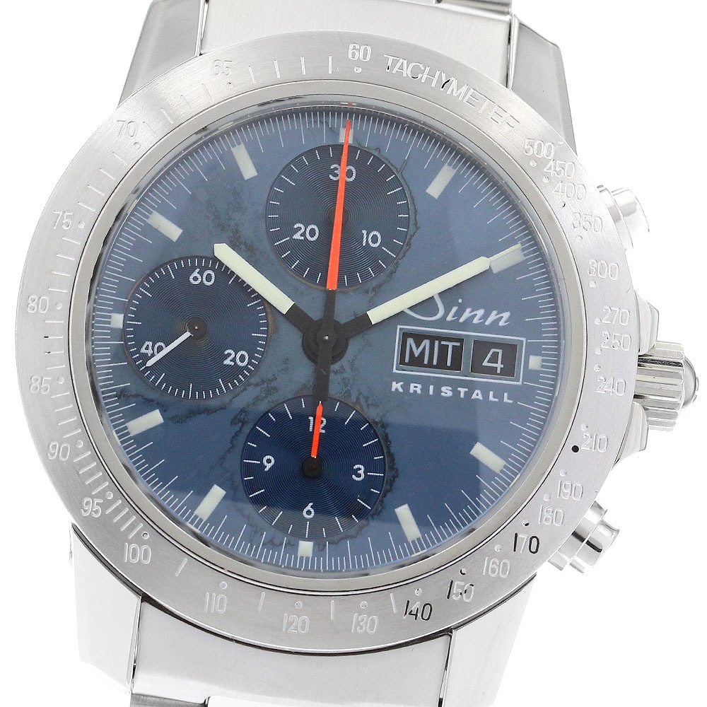 ジン Sinn 303.KRISTALL クリスタル フルダ クロノグラフ デイデイト 世界限定1000本 自動巻き メンズ 箱・保証書付き_894305【中古】