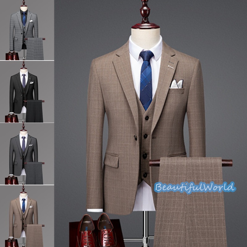 スーツ メンズ ビジネススーツ 3ピーススーツ スーツセットアップ カジュアルスーツチェック柄 フォーマルスーツ 洗える 紳士服 通勤 結婚式X27