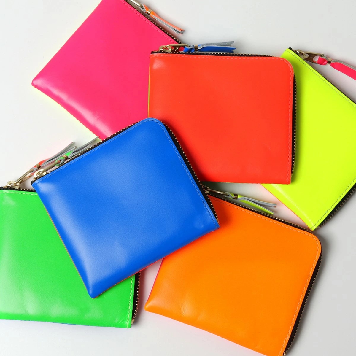 COMME des GARCONS コムデギャルソン SA3100SF SUPER FLUO WALLET カラー6色 レザー L字ファスナー コインケース ネオンカラー 蛍光 ミニ財布