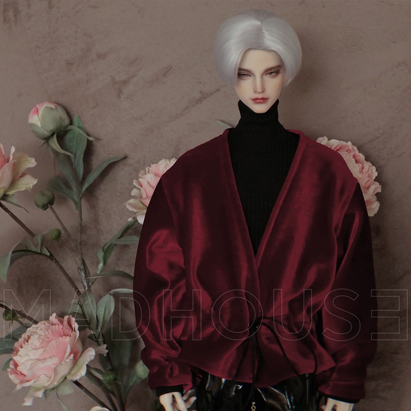 BJDドール服 ベルベットコート 赤 ワインレッド ID75/LS73/POPO68サイズ人形用衣装