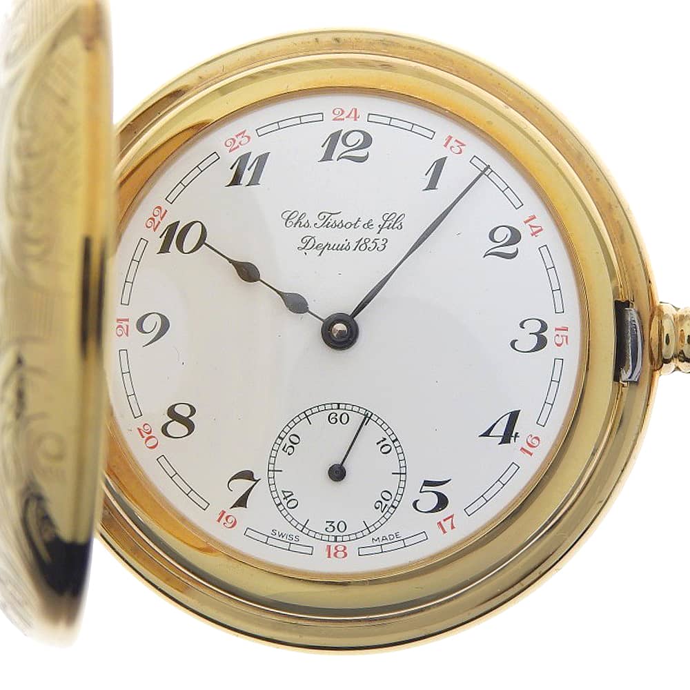 懐中時計 cal.ETA6498 懐中時計 金メッキ 手巻き アナログ表示 ユニセックス ホワイト文字盤 中古品