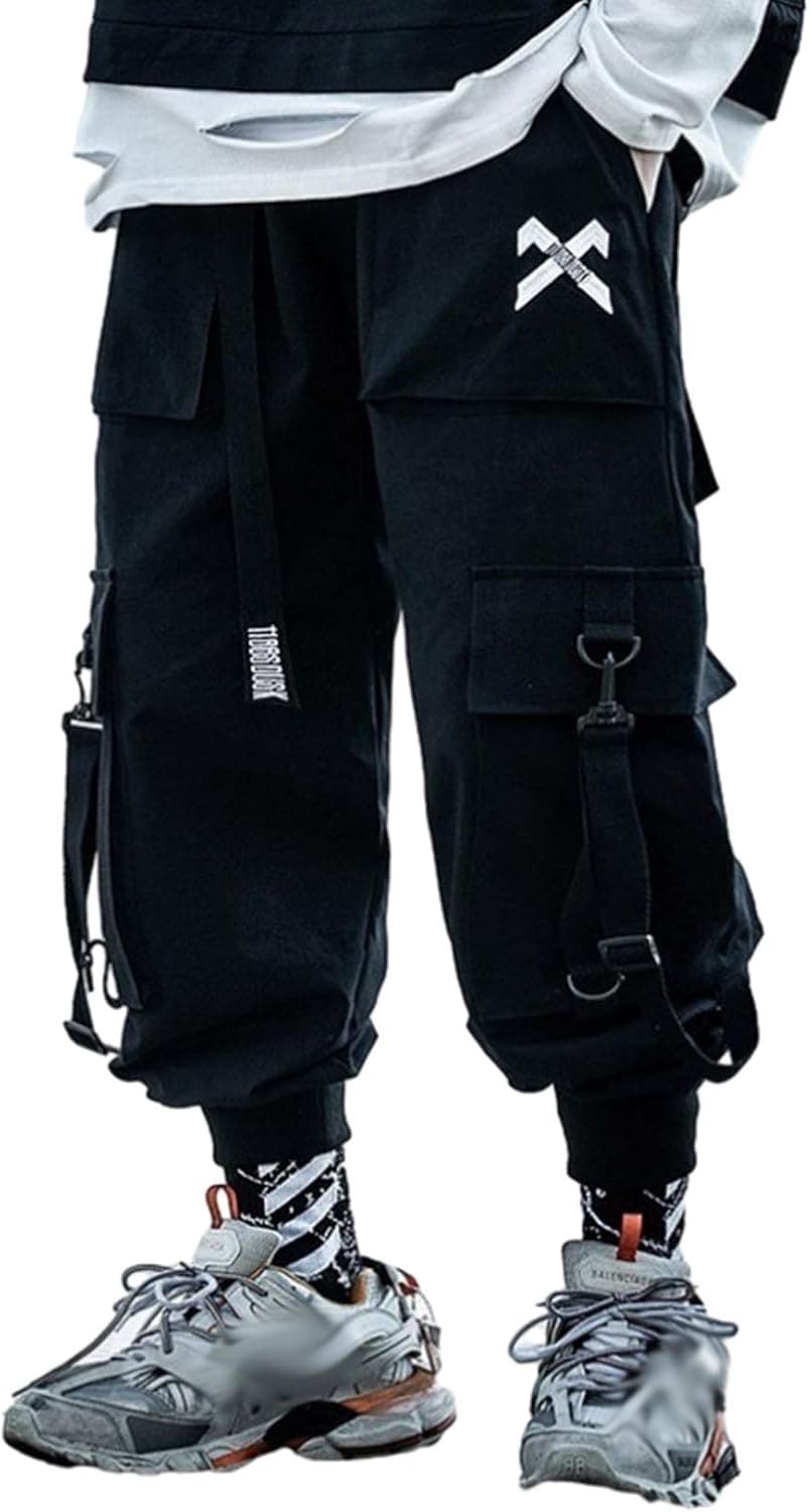 カーゴパンツ 作業パンツ メンズ ワイド ロングパンツ ウエストゴム紐 ポリエステル ポケット付き 袴パンツ ボトムス しっかり 定番 リラックス 男性用 カジュアル 原宿 V系 パンク 春