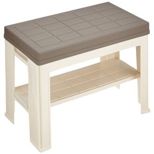 (9個セット) 玄関ベンチチェア/シューズラック (ブラウン) 幅45.5cm 収納付き 日本製