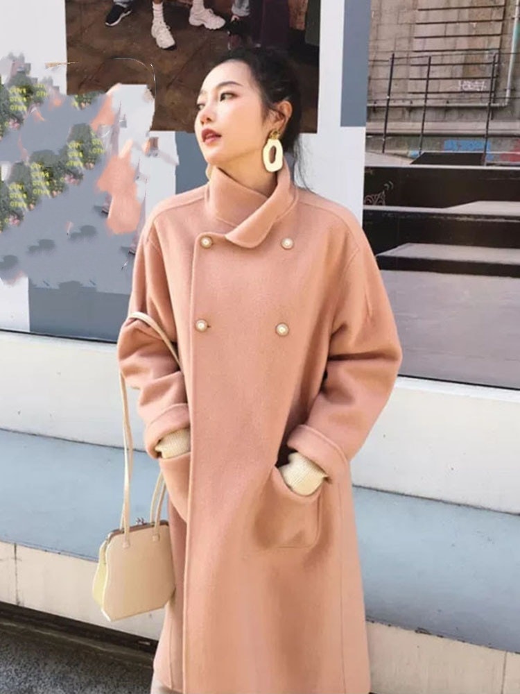 Hot!!!レディース ステンカラートレンチコート らしゃ ウール スプリングコート トレンチコート ダブル ロ