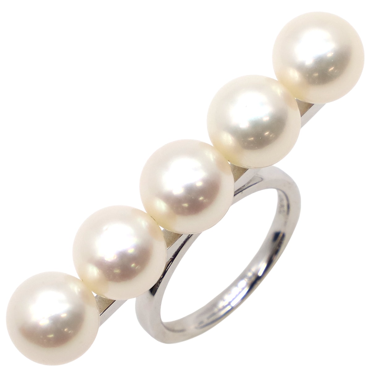 TASAKI TASAKI リング 指輪 バランス シグネチャー K18WG パール イエローゴールド AU750 あこや真珠 5P 5粒 10号 R-4398-18KWG【中古】